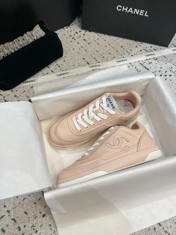 View 1 of Blush Leather High-Top Sneakers: Subtle Logo Comfort