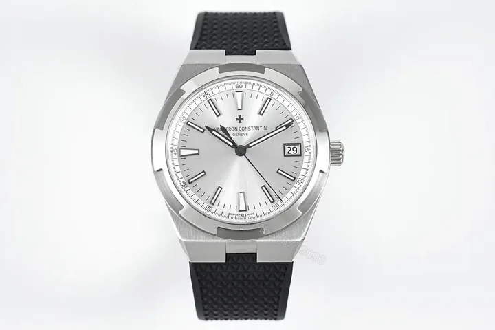 View 1 of Vacheron Constantin Overseas Silver Dial Black Rubber Strap Watch – 41mm Stainless Steel Case, Sapphire Crystal, 5100 Automatic Movement, 150m Water Resistance, Interchangeable Strap System