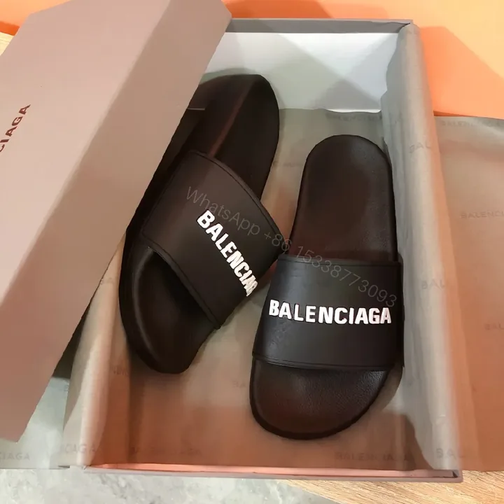 View 1 of Premium Black Logo Slides: Sleek Minimalist Comfort