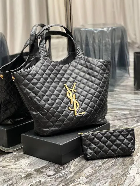 View 1 of YSL ICare Maxi Shopping Tote Large Black First Copy | AAA+ Replica Designer Bag