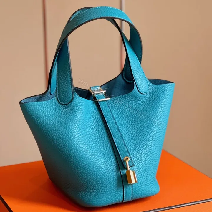 View 1 of HN 18 Blue Togo Leather Gold Hardware