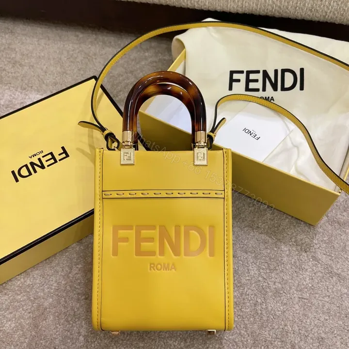 View 1 of Bold Yellow Mini Bag: Lux Gloss Leather, Fendi-Inspired