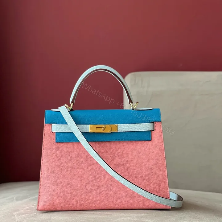View 1 of HN 28 Epsom Light Blue/ Electric Blue/Rose Pink Gold Hardware