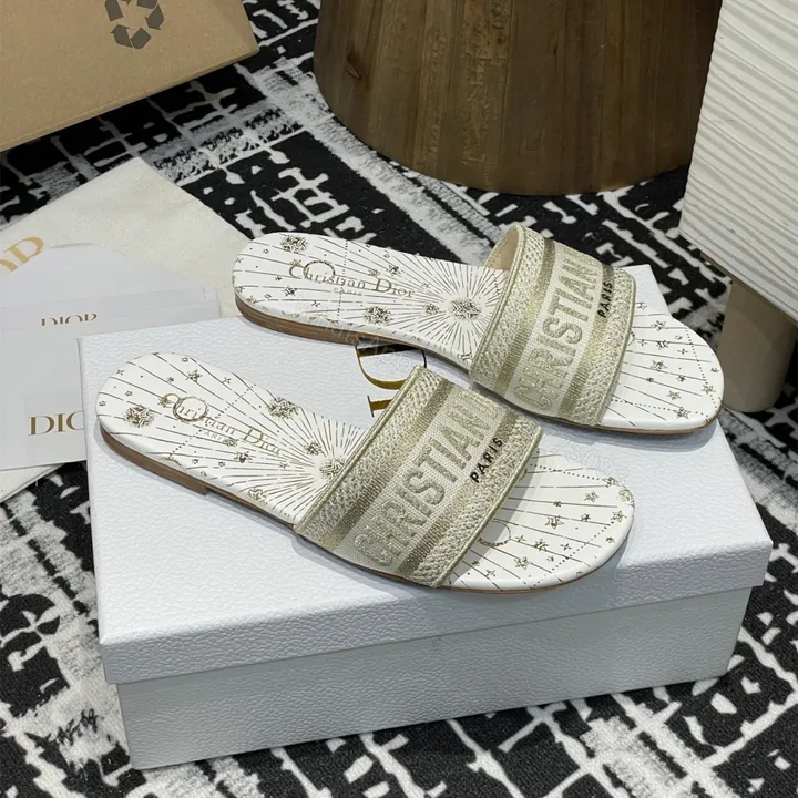 View 1 of 高仿Dior*Dway系列KCO210圓頭套腳拖鞋平底金色星星免檢版