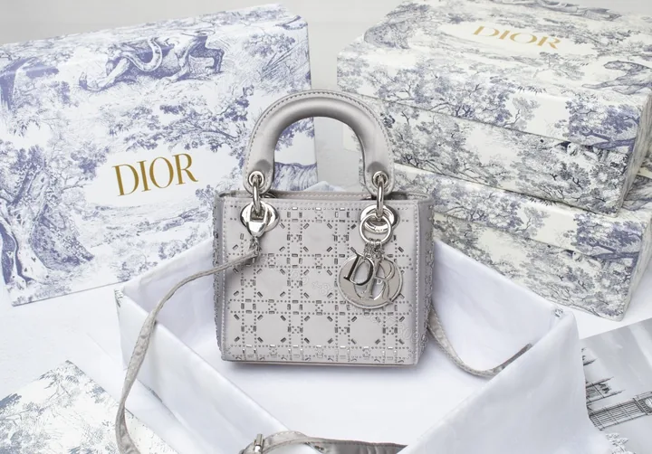 View 1 of Lady Dior Embellished Cannage Satin Mini