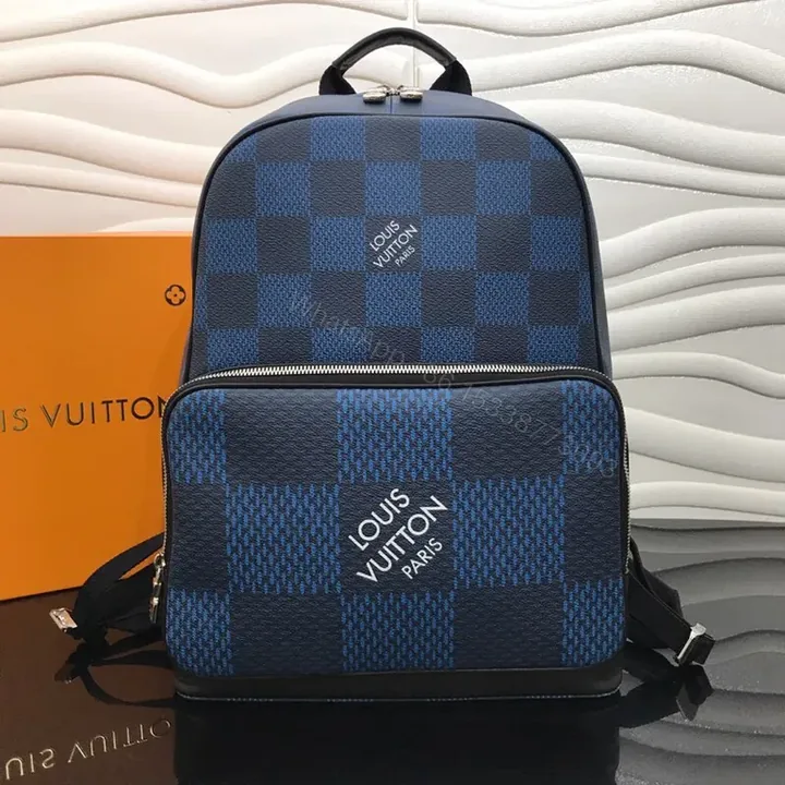 View 1 of Blue-Checkered Luxe Backpack: Structured, Everyday-Ready Organization