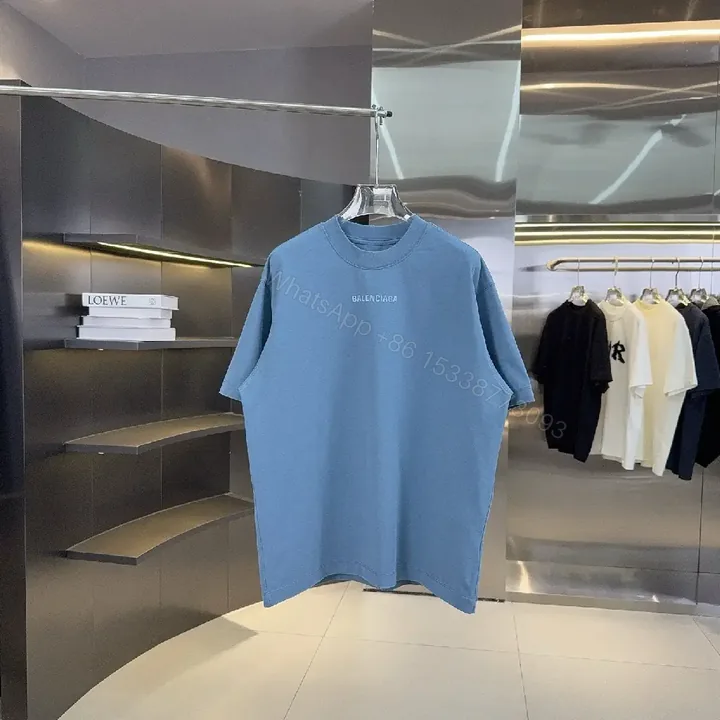 View 1 of Blue Cotton Relaxed Tee, Premium, Everyday Luxury Shirt