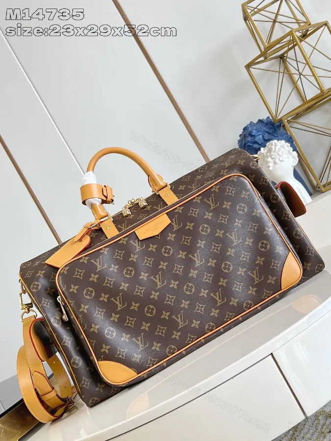 View 1 of Monogram Leather Carryall: Luxe Travel Tote with Structured Durability
