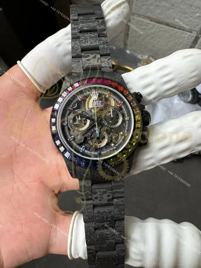 View 1 of Rolex Super Clone Carbon Fiber Daytona Rainbow Bezel Carbon Fiber Bracelet