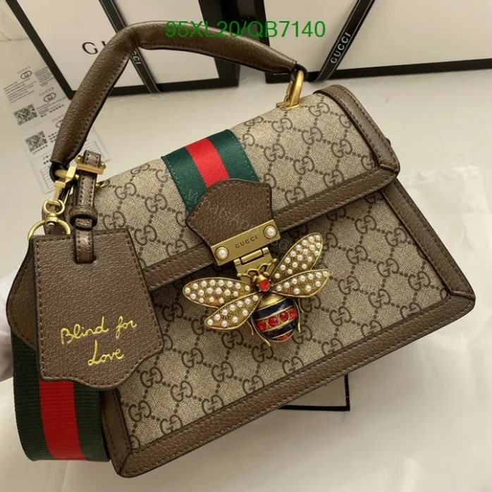 View 1 of Gucci Replica Queen Margaret Bee Bag QB71401 – GG Canvas & Leather Design