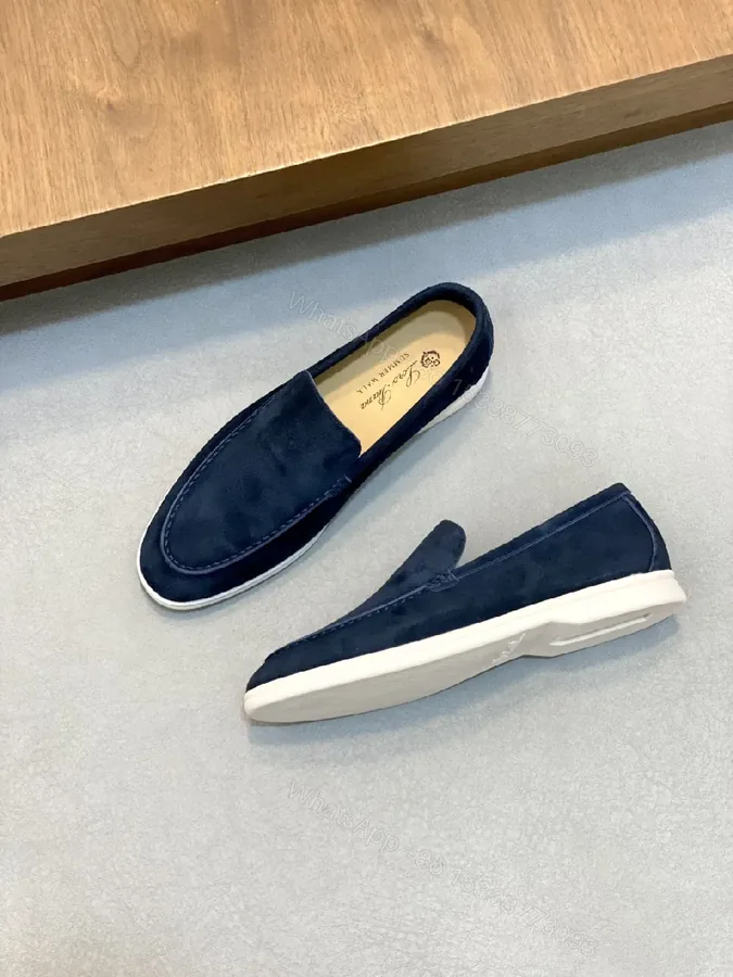 View 1 of Navy Suede Slip-Ons: Textured, Everyday Comfort