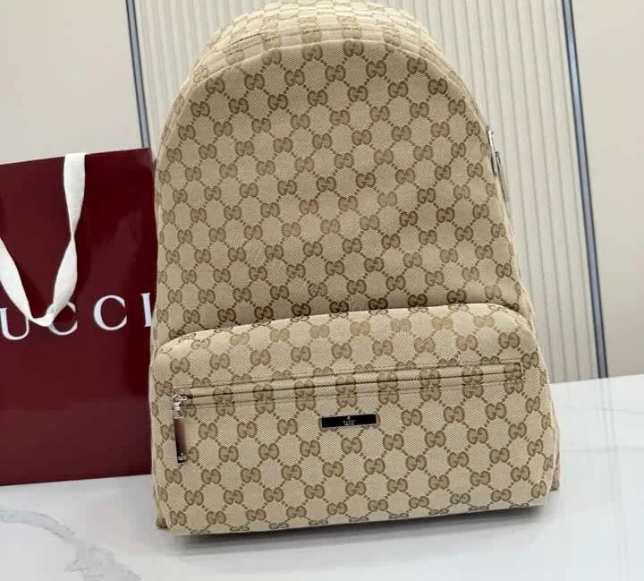 View 1 of Gucci Tag Sand and Dark Brown Backpack