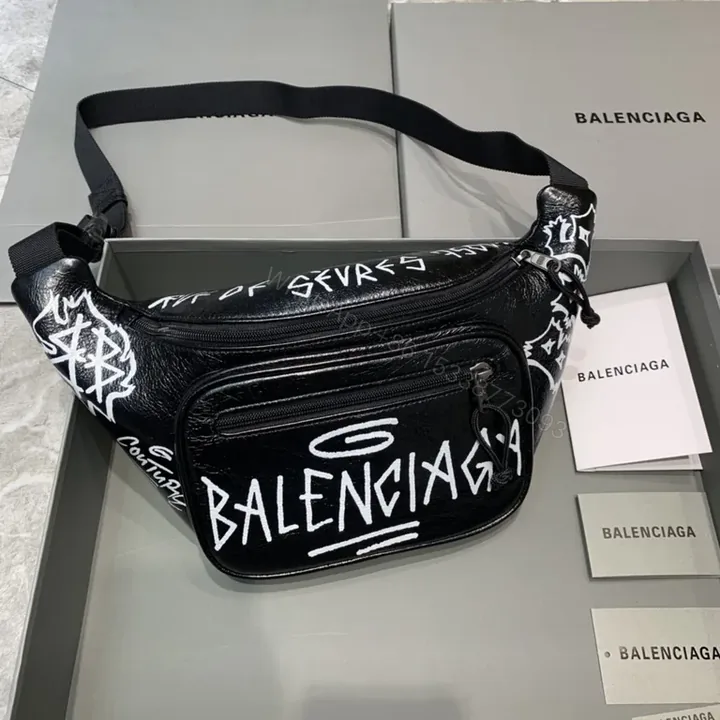 View 1 of Graffiti-Print Leather Belt Bag â€” Bold, Hands-Free Access