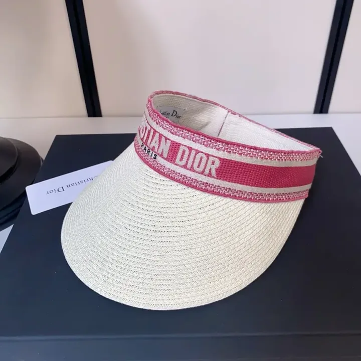 View 1 of Beige Straw Visor + Premium Weave + Chic + Signature Branding + Visor