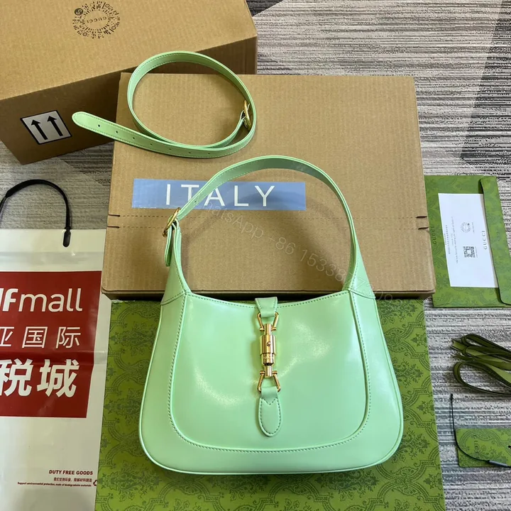 View 1 of GG JACKIE SMALL 28 SHOULDER BAG IN LIGHT GREEN CALFSKIN