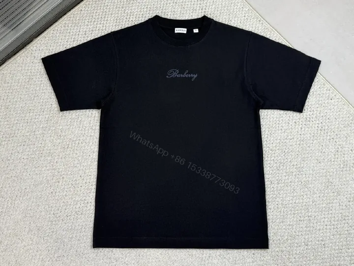 View 1 of Black Cotton Embroidered Tee: Subtle Luxury, All-Day Comfort