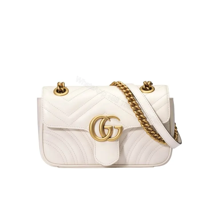 View 1 of Gucci GG Marmont Mini Shoulder Bag White Matelassé 22Cm 446744 DTDIT 9022