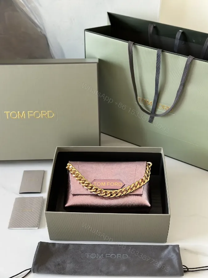 View 1 of Chic Metallic Wallet on Chain: Textured Pink Leather, Gold Chain, Luxury Style, Cardholder Wallet