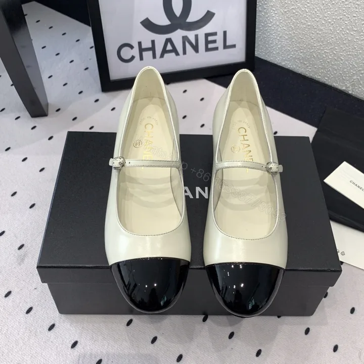 View 1 of 高仿Chanel*G38897X小羊皮瑪麗珍單鞋象牙白免檢版