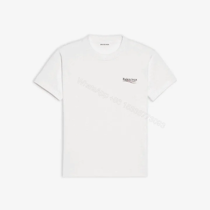 View 1 of BALENCIAGA POLITICAL CAMPAIGN SMALL FIT T-SHIRT IN WHITE VINTAGE JERSEY – BB38
