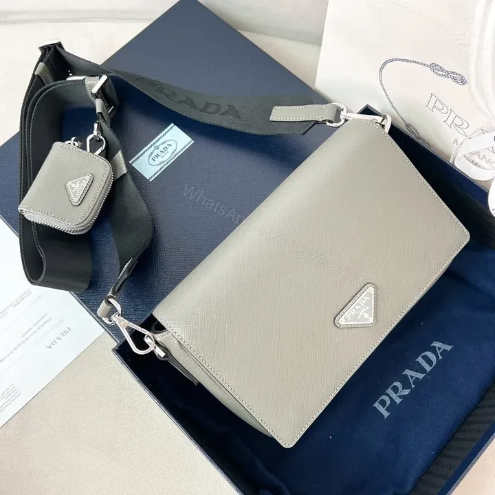 View 1 of Compact Prada-Inspired Crossbody & Wallet Duo with Saffiano Leather