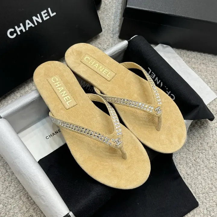 View 1 of Chic Sparkle Sandals: Suede, Rhinestone, Luxury Flip Flops
