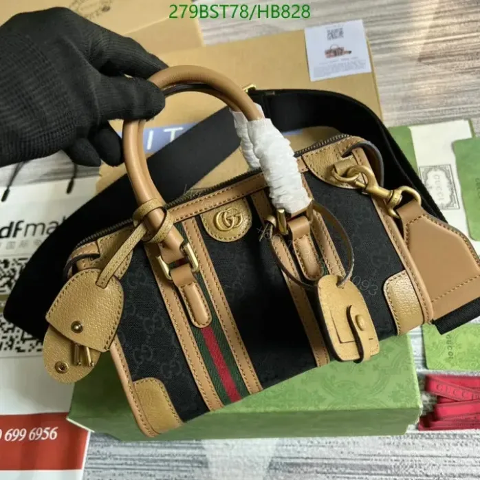 View 1 of Gucci BAULETTO Replica Black Handbag HB8285 – Classic GG Canvas