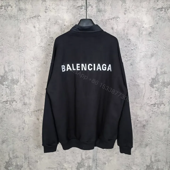 View 1 of Black + Cotton + Minimalist + Logo Back Detail + Crewneck Sweater
