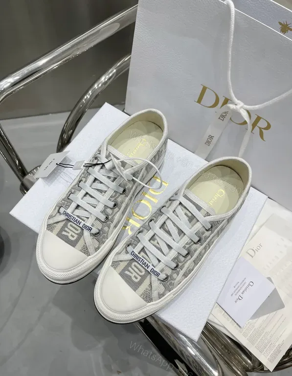 View 1 of Gray Micro-Patterned Dior Sneakers: Subtle Luxury Comfort