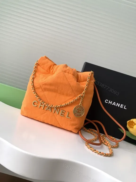 View 1 of Bright Orange Quilted Chain Bag with Chanel Hardware - Luxury Crossbody
