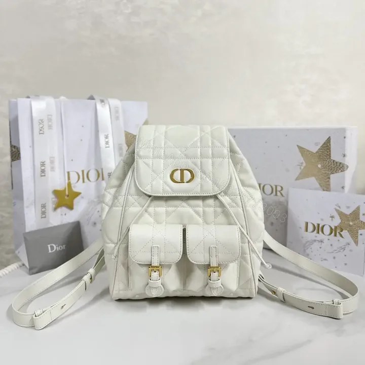View 1 of 高仿Dior*Caro系列M6301M030小羊皮雙肩包白色中號免檢版