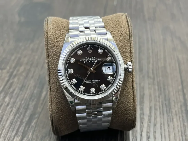 View 1 of Rolex Datejust 36 Stainless Steel Fluted Jubilee Black Diamond 116234-0083