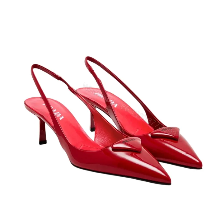 View 1 of Prada Patent Leather Slingback Pumps Red