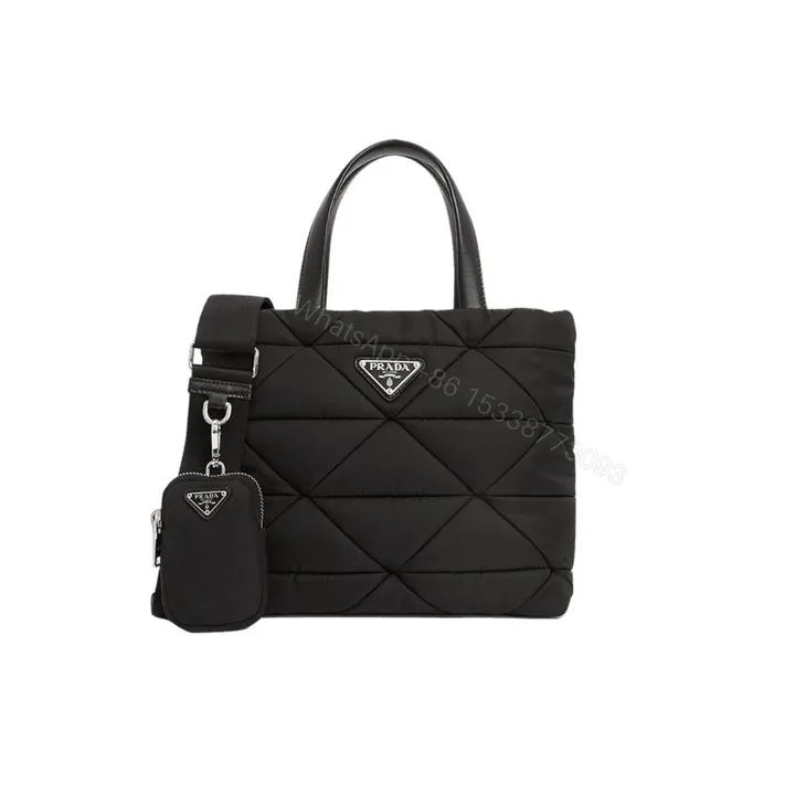 View 1 of PRADA RE NYLON PADDED TOTE BAG BLACK 23CM 1BG373 RDJN F0002 O1O