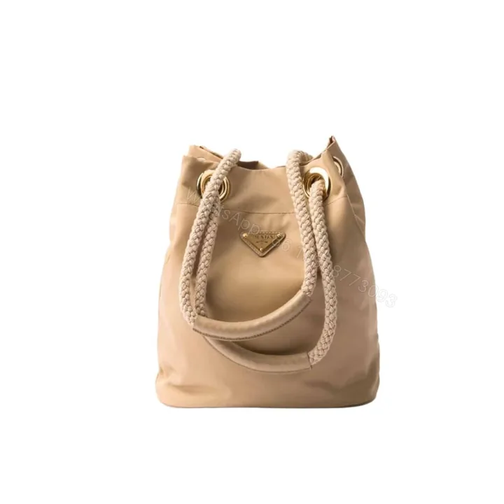 View 1 of Prada Mariner Re Nylon Small Bucket Bag Camel Brown 22Cm 1BE082 2HG8 F0040 V OOO