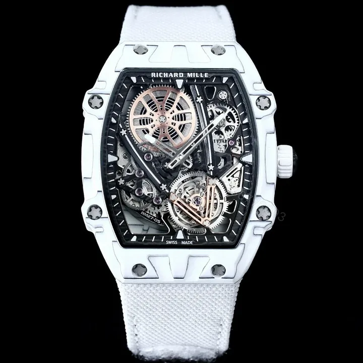 View 1 of Richard Mille RM27-05 Rafael Nadal Flying Tourbillon Watch Ultra Light Carbon TPT Skeleton 38g Ultra Thin 9MM Premium Edition RM-RM27-05-RN-FLT-38G