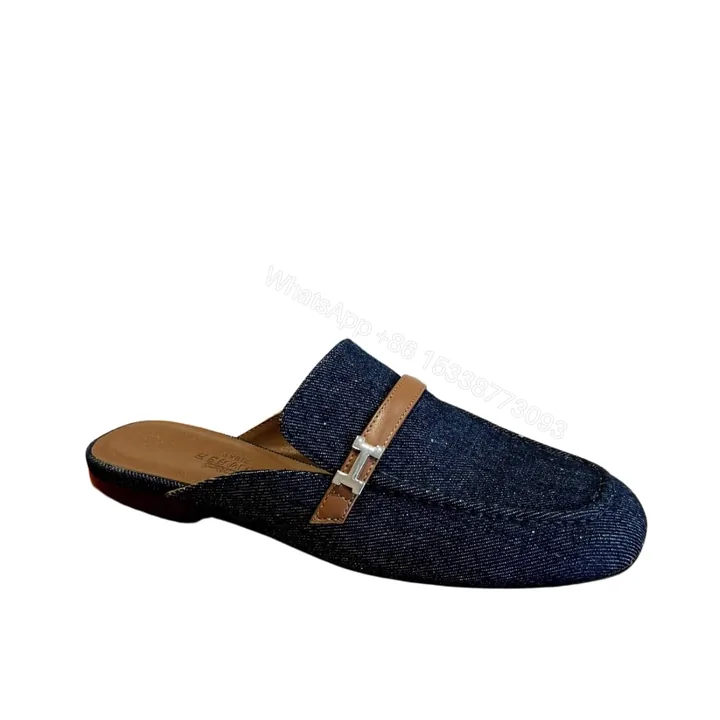 View 1 of HERMES LENA MULE DENIM DARK BLUE