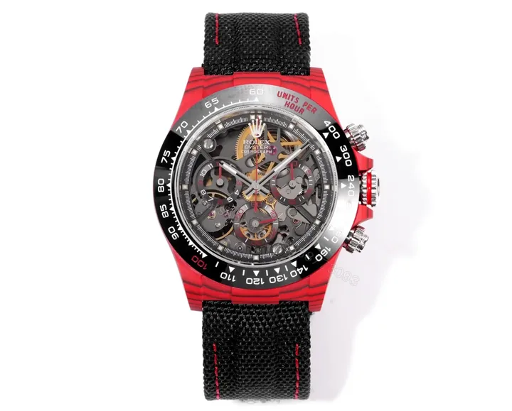 View 1 of Rolex Daytona Carmine Red Skeleton Replica ROLEX-DAYTONA-RED-SK