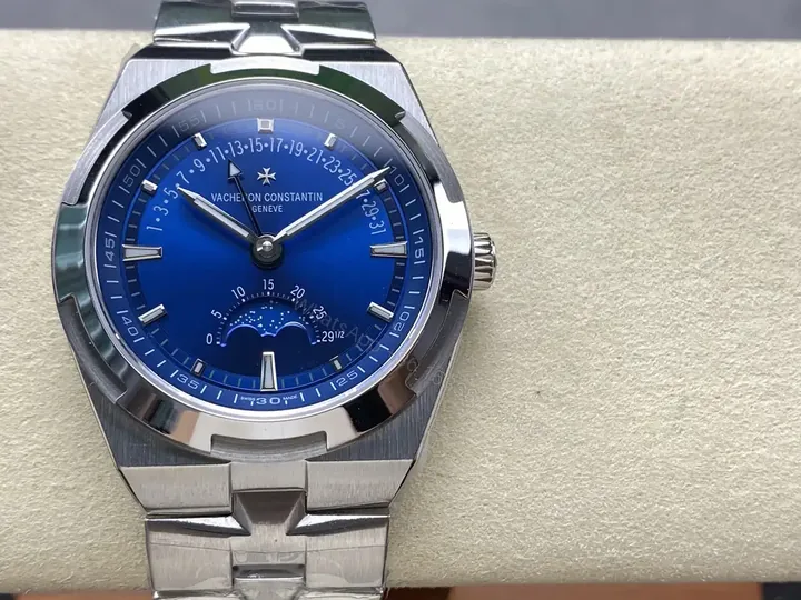 View 1 of Vacheron Constantin Overseas Moon Phase Retrograde Date Stainless Steel Blue Dial 4000V/210A-B911