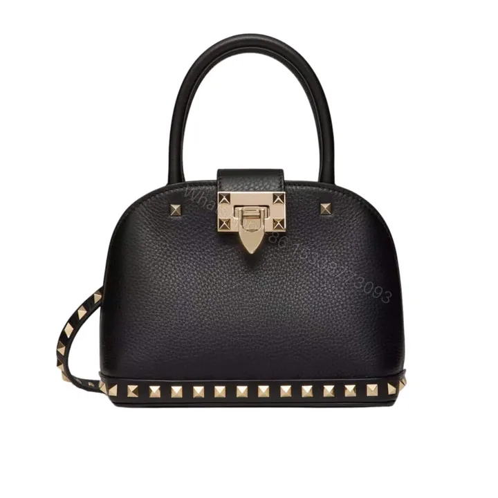 View 1 of VALENTINO GARAVANI ROCKSTUD HANDBAG IN GRAINY BLACK 21CM