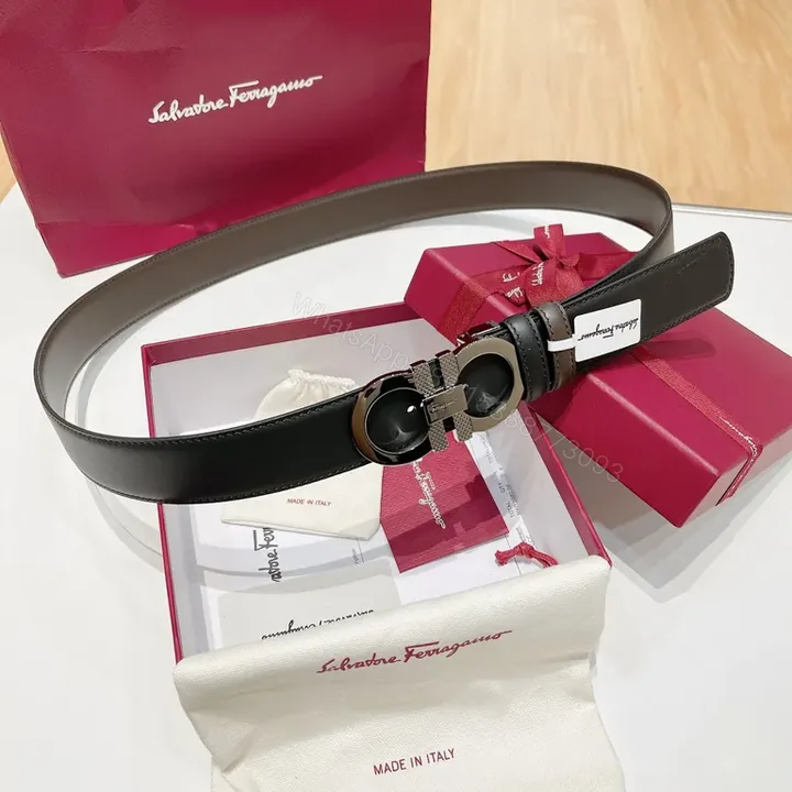 View 1 of Iconic Gancini Belt â€” Italian Calf Leather, Gunmetal Buckle, Black Style