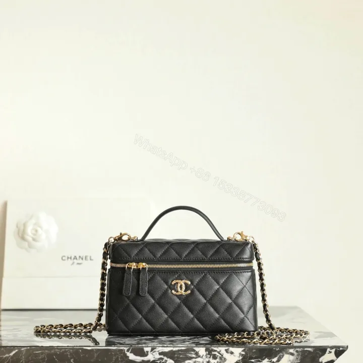 View 1 of 高仿Chanel*26C系列AP5020荔枝紋牛皮盒子包黑色免檢版