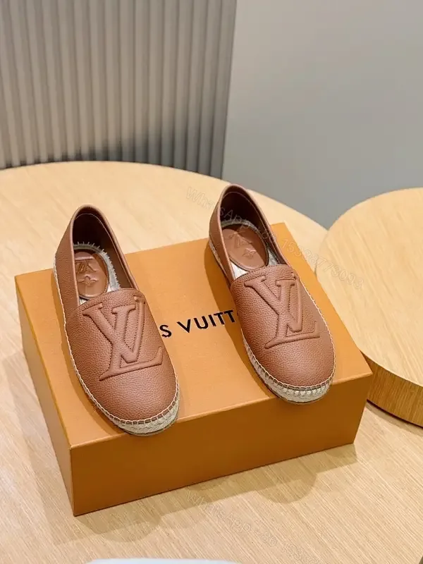 View 1 of Textured Leather Espadrille Loafers - Monogram Luxury Comfort