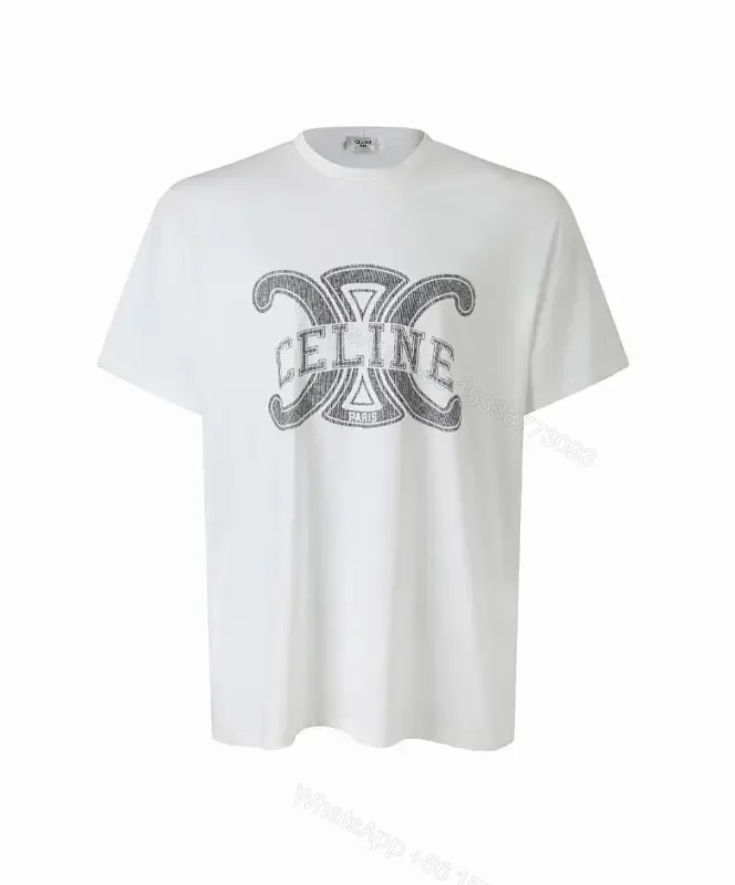 View 1 of White Cotton Tee: Premium Logo Graphic, Relaxed Fit, Durable