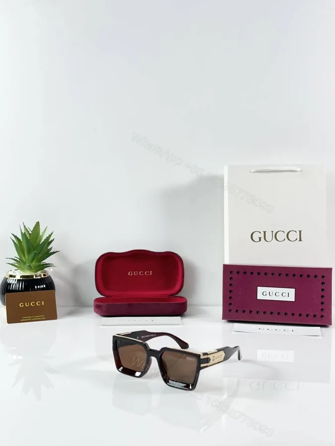 View 1 of First Copy Gucci 02 Gold Brown Sunglasses
