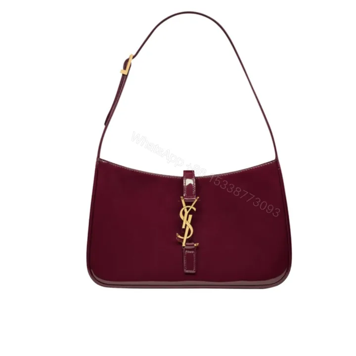 View 1 of Saint Laurent Le 5 A 7 Patent Hobo Bag In Shiny Wine Red 25Cm