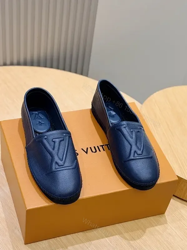 View 1 of Navy Leather Loafers: Monogram Detail, All-Day Comfort