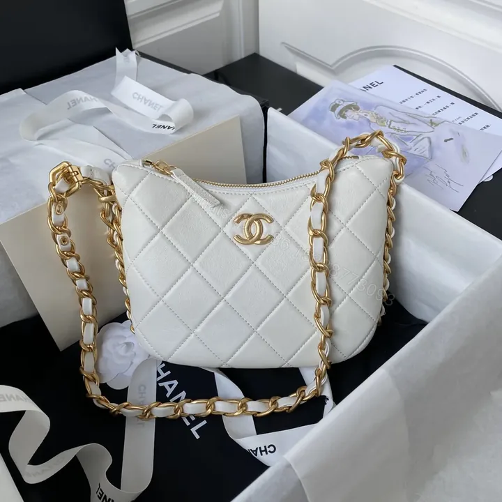 View 1 of Chanel 22K Hobo Bag Logo Chain Lambskin