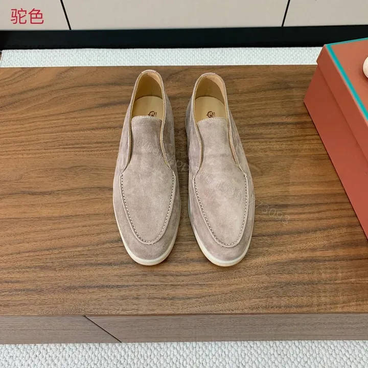 View 1 of Soft Suede Slip-Ons: Visible Stitch Detailing, Elevated Comfort