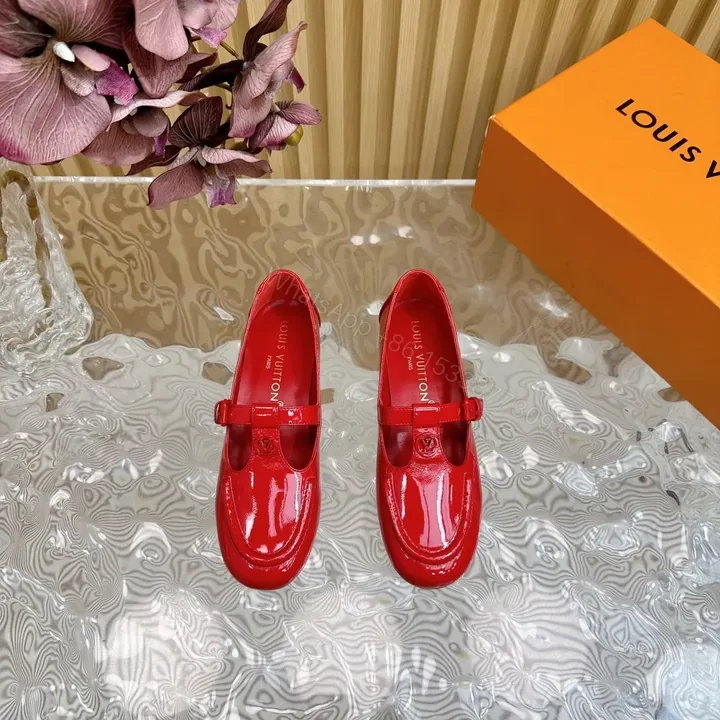 View 1 of LV Women Red Patent Leather Loafers